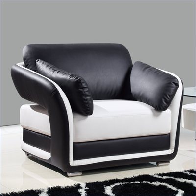 Global Furniture USA A189 Bonded Leather Chair in Black/White