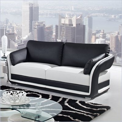 Global Furniture USA A189 Bonded Leather Sofa in Black/White
