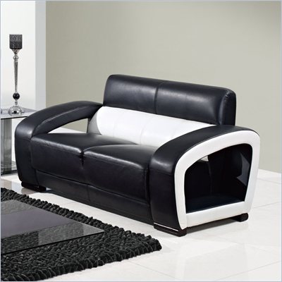 Global Furniture USA A199 Ultra Bonded Leather Loveseat in Black/White