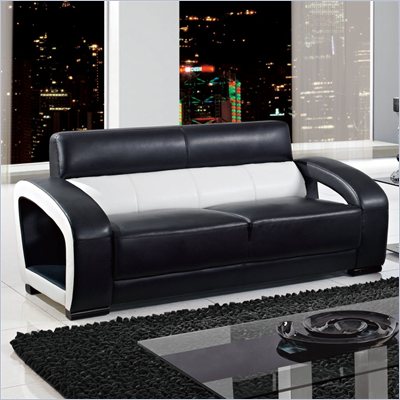 Global Furniture USA A199 Ultra Bonded Leather Sofa in Black/White