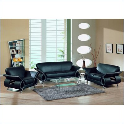 Furniture Outlets  on Global Furniture Usa Charles 3 Piece Black Leather Sofa Set   559 Bl