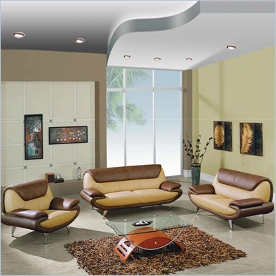 Global Furniture USA Diana 3-Piece Leather Sofa Living Room Set
