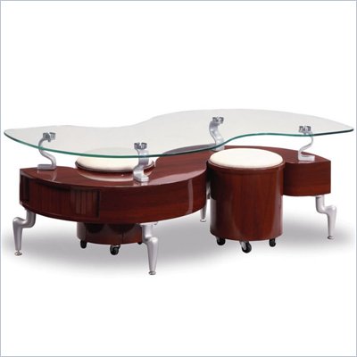 Global Furniture USA Dontai Glass Top Coffee Table in High Gloss Mahogany Finish