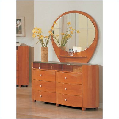 Global Furniture USA Emily Dresser and Mirror Set in Cherry