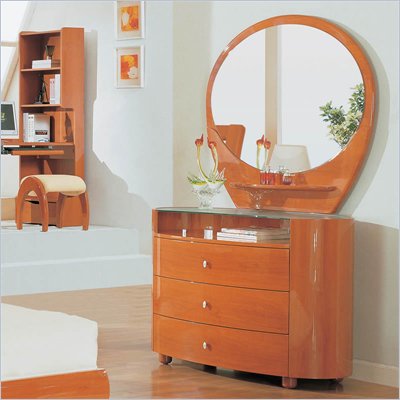 Global Furniture USA Emily Kids Dresser and Mirror Set in Cherry