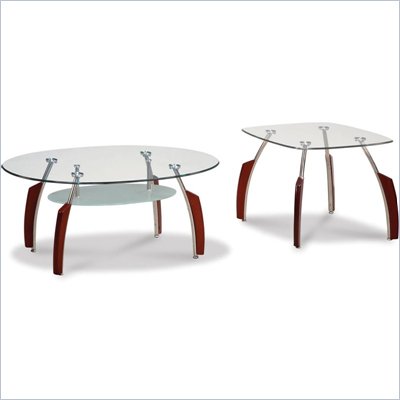 Global Furniture USA Francis Coffee Table Set with Glass Top in Mahogany