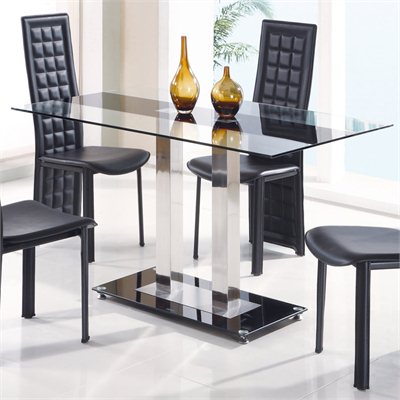 Global Furniture USA Jord Glass Dining Table in Black Stripe