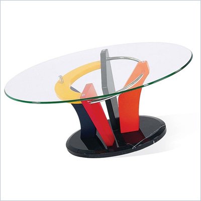 Global Furniture USA Neville Oval  Glass Top Coffee Table in Black
