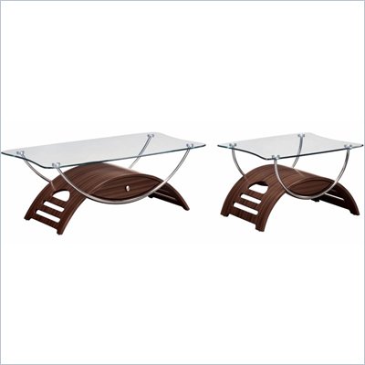 Global Furniture USA Sweeney Glass Top Occasional Table Set in Mahogany Finish
