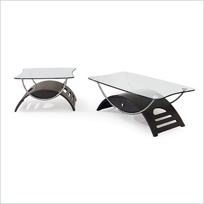 Global Furniture USA Sweeney Glass Top Occasional Table Set in Wenge Finish