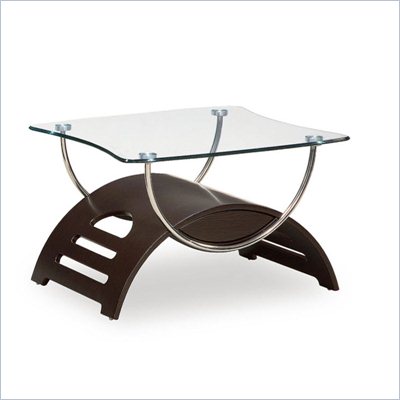 Global Furniture USA Sweeney Glass End Table in Wenge Finish