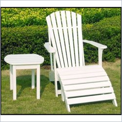 International Concepts Adirondack Chair with Footrest and Sidetable in White Finish