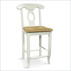 International Concepts Simply Linen 24H Empire Rush Seat Bar Stool in Linen White