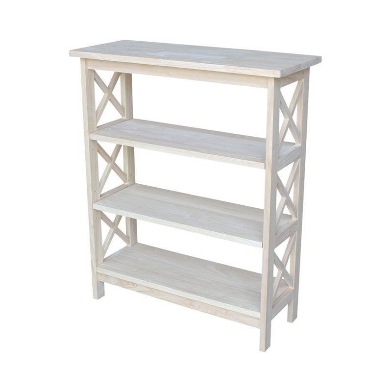 Unfinished Wood X-Sided 3 Shelf Open Bookcase - SH-3630X