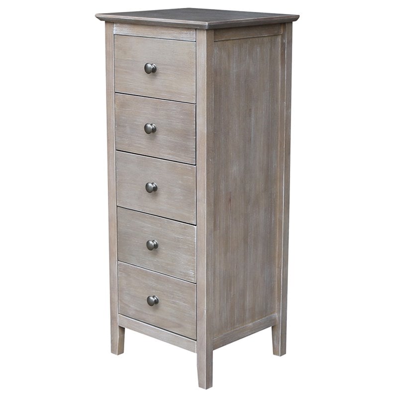 International Concepts 5 Drawer Lingerie Chest In Washed Gray Taupe