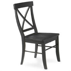 International Concepts Simply Linen X-Back Chair in Black Finish (Set of Two)
