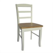 International Concepts Madrid Ladderback Wood Side Chair in White and Natural Finish (Set of 2)