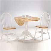 International Concepts 3 Piece 42 Round Dining Set in White/Natural