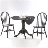 International Concepts 3 Piece 42 Round Dining Set in Black