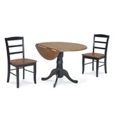 International Concepts 3 Piece 42 Round Dining Set in Black/Cherry
