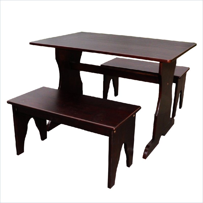 International Concepts Table with 2 Benches in Rich Mocha