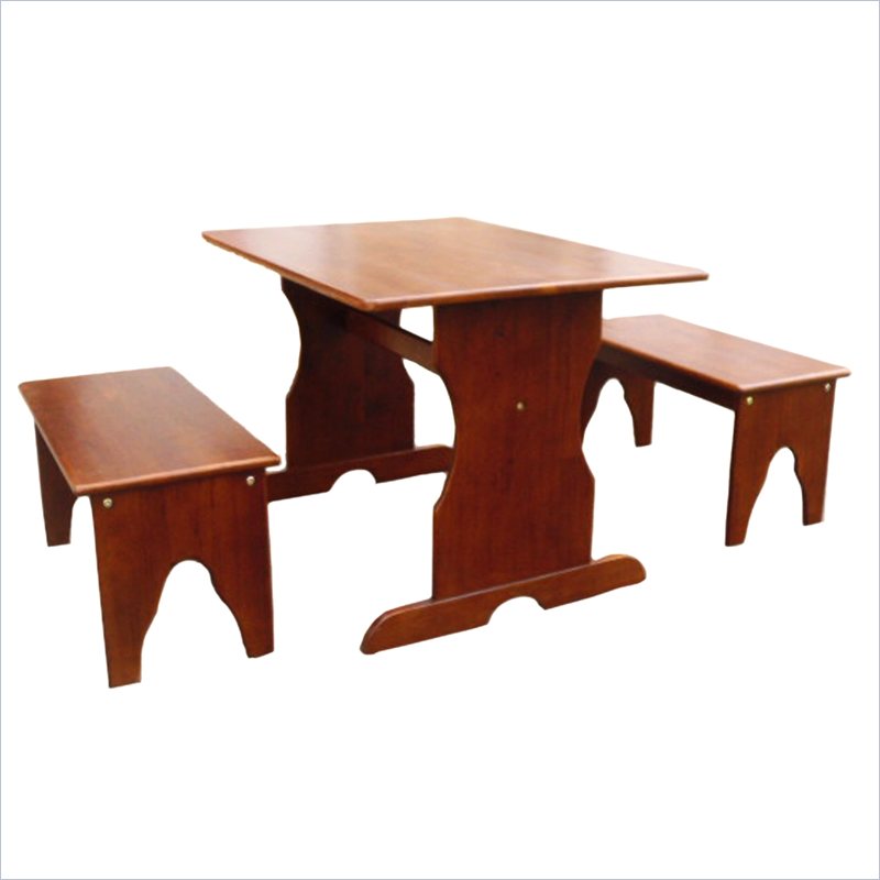 International Concepts Table with 2 Benches in Cottage Oak