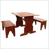 International Concepts Table with 2 Benches in Cottage Oak