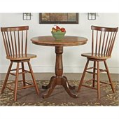 International Concepts 3 Piece Round Dining Set in Cinnamon/Espresso