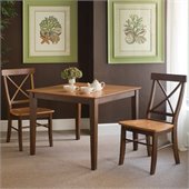 International Concepts 3 Piece X-Back Dining Set in Cinnamon/Espresso