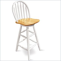 International Concepts Windsor Arrowback Swivel Bar stool in White and Natural
