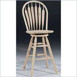 International Concepts 30" Steambent Unfinished Arrow Windsor Swivel Stool