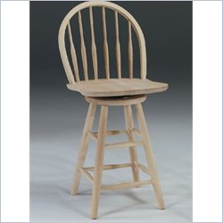 International Concepts 24 Spindleback Windsor Unfinished Swivel Bar Stool