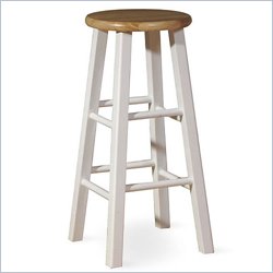 International Concepts 29 Roundtop Bar Stool in White and Natural