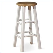 International Concepts 29 Roundtop Bar Stool in White and Natural
