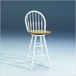 International Concepts 30" Windsor Spindleback Swivel Bar stool in White and Natural