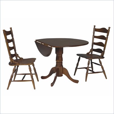 International Concepts 3 Piece Round Dining Set in Cottage Oak
