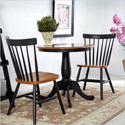 International Concepts 3 Piece 30" Round Dining Set in Black/Cherry