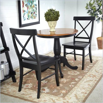 International Concepts 3 Piece 30" Dining Set in Black/Cherry