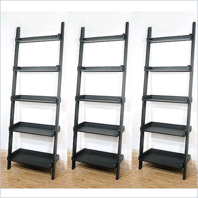 International Concepts 5-Tier Leaning Wall Bookcase in Black