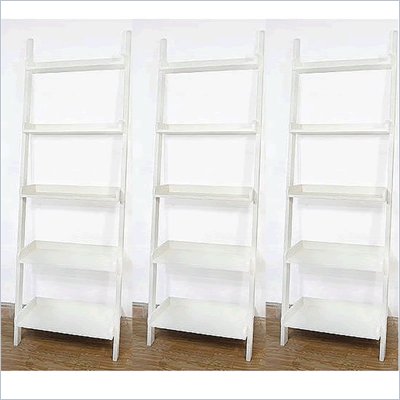 International Concepts 5-Tier Leaning Wall Bookcase in White