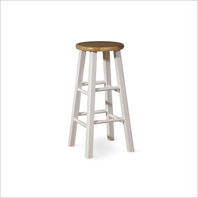International Concepts 29" Roundtop Bar Stool in White and Natural