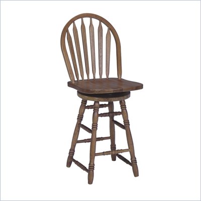 International Concepts 24" Arrowback Counter Stool with Swivel in Medium Oak