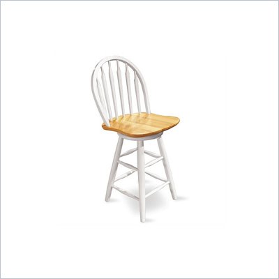 International Concepts Windsor Arrowback Swivel 24.75 inch Counter Stool in White and Natural