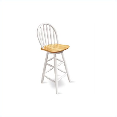 International Concepts Windsor Arrowback Swivel Bar stool in White and Natural