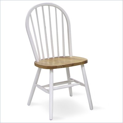 International Concepts Spindleback Windsor Wood Side Chair in Natural and White Finish