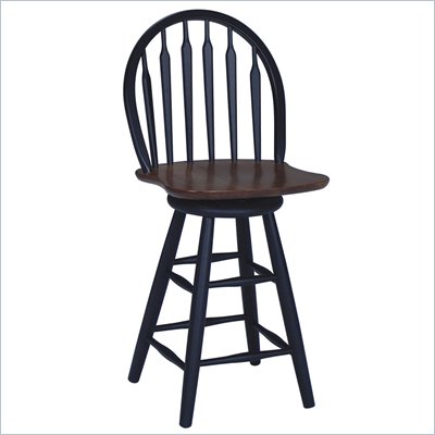 International Concepts 24" Windsor Arrowback Swivel Counter Stool in Black