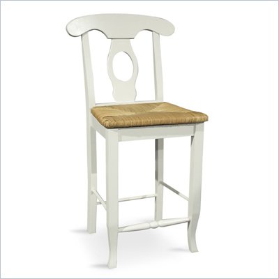 International Concepts Simply Linen 24"H Empire Rush Seat Bar Stool in Linen White