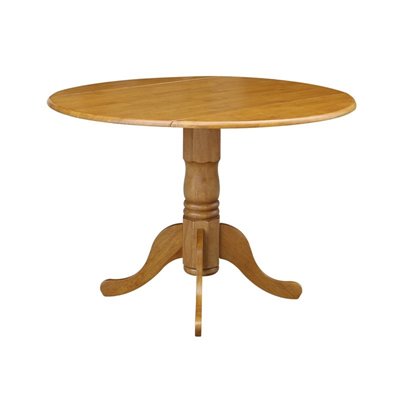 International Concepts - Round 42" Dual Drop Leaf Dining Table in Oak Finish