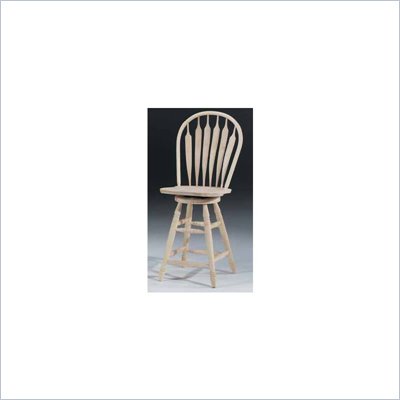International Concepts 24" Steambent Unfinished Arrow Windsor Swivel Stool