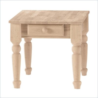 International Concepts Traditional Unfinished End Table with Drawer